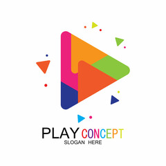 Play logo design concept vector Icon Symbol
