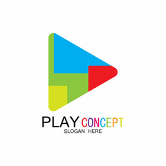 Play logo design concept vector Icon Symbol