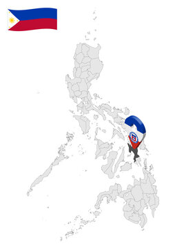 Location Province of Leyte on map Philippines. 3d location sign  of  Leyte. Quality map with  provinces of  Philippines for your design. Vector illustration. EPS10.