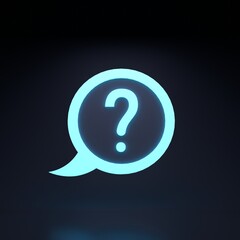 Chat speech bubble with question mark. 3D rendering illustration.