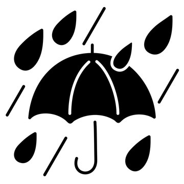recommend clip art: シンプルな傘と強い雨のマーク(シルエット)
                    