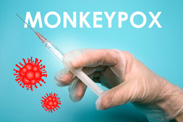 Illustration of monkeypox vaccine. Infectious disease caused by the monkey pox virus. Multi-country outbreak, the new cases. Viral zoonotic disease, dangerous infection.