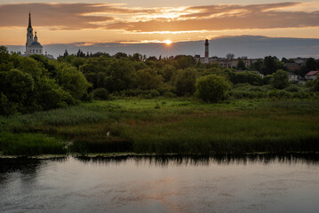 Fototapeta na wymiar view of the city of Rylsk, Kursk region at sunset