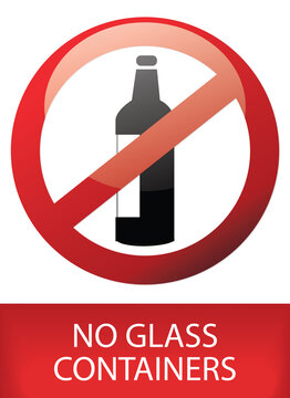 red no glass containers sign