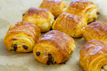 Fresh chocolate buns isolated