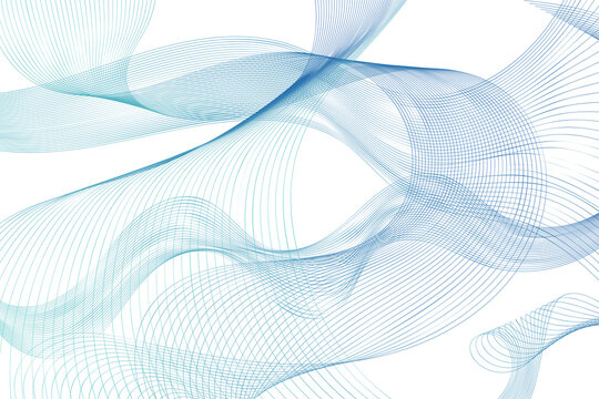 Blue abstract wave lines flowing on a white background ideal for technology, music, science and the digital world