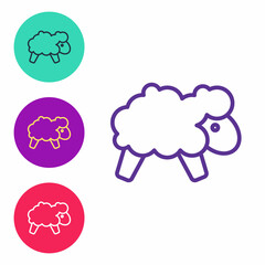 Set line Sheep icon isolated on white background. Counting sheep to fall asleep. Set icons colorful. Vector