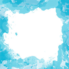Abstract blue marbled watercolor frame background ideal for an invitation card