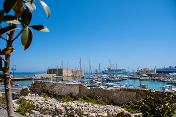 The port of Heraklion with the Koules Fortress