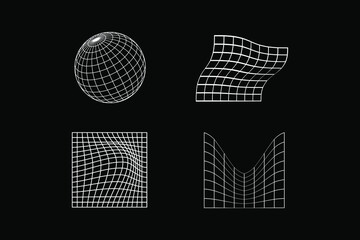 Streetwear mesh Assets 3D wareframe grid futuristic shape abstract urban style collection