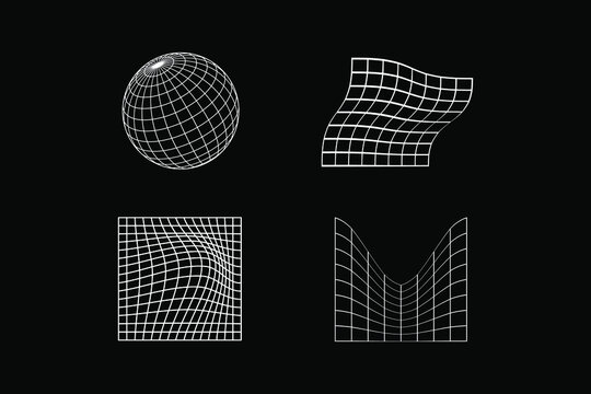 Streetwear mesh Assets 3D wareframe grid futuristic shape abstract urban style collection