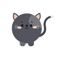 Circle cute cat animal face icon isolated on white background. Cute cartoon round shape kitty farm pet kawaii avatar for kids character. Vector flat clip art illustration mobile ui game application.