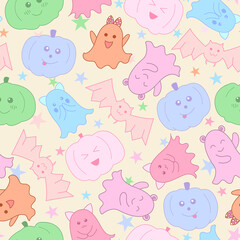 Cute Pastel Halloween pattern vector background design