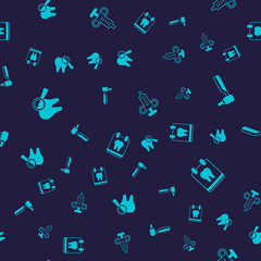 Set Broken tooth, Tooth drill, Syringe and Calendar with on seamless pattern. Vector