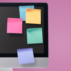 Sticky notes on the computer screen