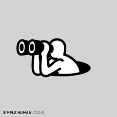 シンプルな人間のアイコンシリーズ　「偵察する人 」 - obrazy, fototapety, plakaty