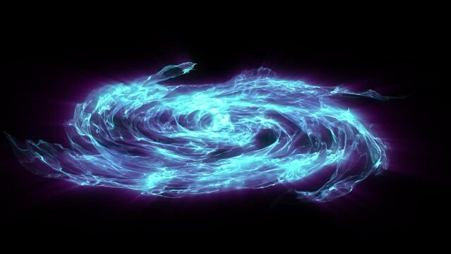 Abstract scientific fantasy background light energy waves forms circling fluctuating shiny particles projections rays loop