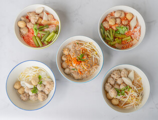 Thai Mixed Noodles and Soup Dishes. 