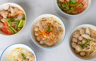 Thai Mixed Noodles and Soup Dishes. 