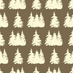 Christmas trees seamless pattern vector silhouette gold. 