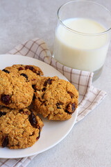 Cowboy cookies and milk