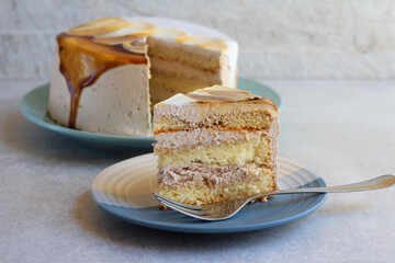 Layered caramel torte cake