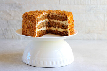 Layered honey and cream cake