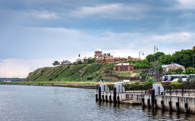Obraz premium View from the water of the Cathedral of the Icon of the Mother of God of All the Sorrowful Joy in Sviyazhsk