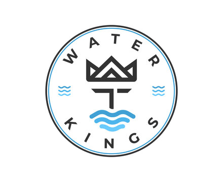 recommend clip art: King Crown with Face Beard and Mustache Ocean Sea Wave logo design