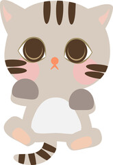 Cute Cartoon Little Baby Cat Icon. Cat sitting on the floor with front position. Cat with gray color. Cartoon illustration, Vector, EPS10