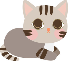 Cute Cartoon Little Baby Cat Icon. Cat sitting on the floor. Cat with gray color. Cartoon illustration, Vector, EPS10