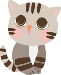 Cute Cartoon Little Baby Cat Icon. Cat standing on the floor with front face. Cat with gray color. Cartoon illustration, Vector, EPS10