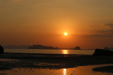 The sunset evening at the ocean