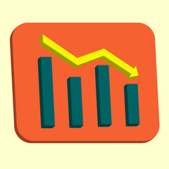 Stock market financial decline 3D icon investment decline sales company business progress