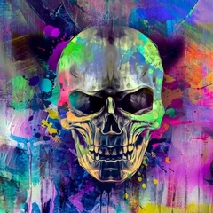 Outdoor kussens abstract colored skull, graphic design concept, grunge art © reznik_val