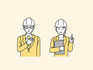 建設　建築　ビジネス　スーツを着た男女