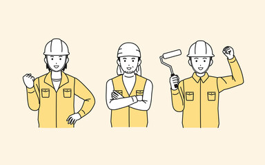 塗装職人　塗装工　ペンキ屋　親方　男性　労働者