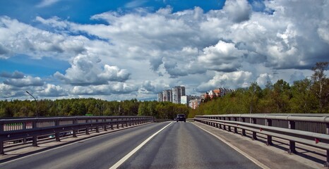 The road across the bridge to the city