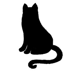 Silhouette of a black cat.Black mystical cat.Beautiful background,wallpaper template with black cat.
