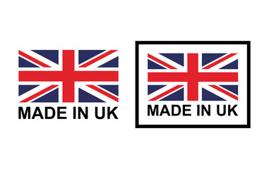 Set of Made in UK seal, product tag label sign, sticker quality stamp vector illustration