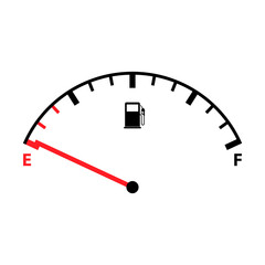 Fuel car indicator icon, gauge petrol automobile meter symbol, control sign vector illustration