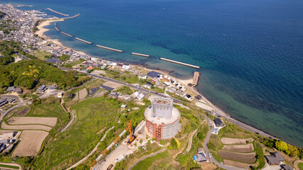 淡路島　世界平和大観音像の解体現場をドローンで撮影