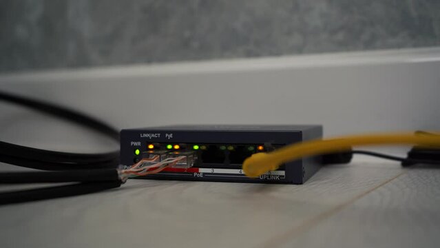 connected wi-fi router for wireless internet. 4k frame