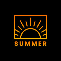 logo with summer vibes with orange border