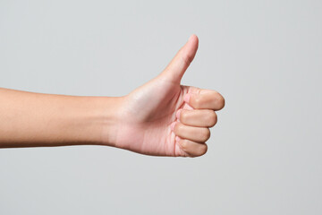 hand thump up sign isolated on white background