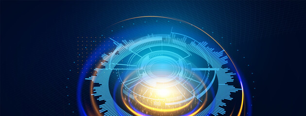 Abstract futuristik background with geometric elements and light effects. Screen design template,