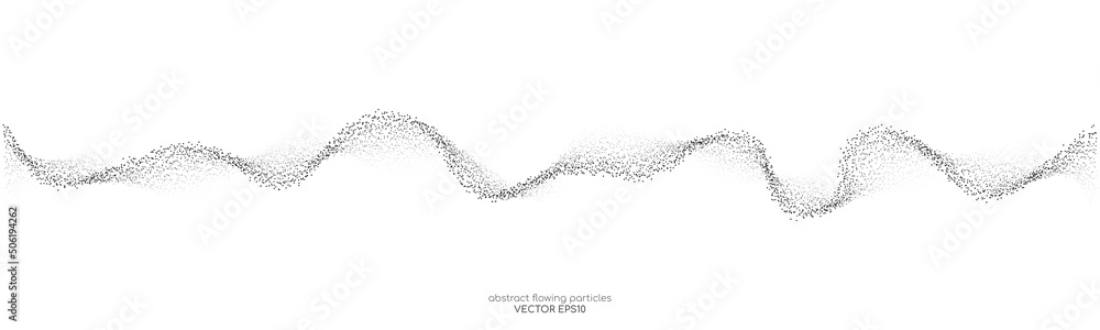 Poster abstract dots particles flowing wavy isolated on white background. vector illustration design elemen