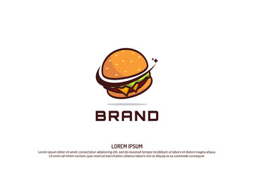 burger logo icon with galaxy or planet style. logo for restaurant etc