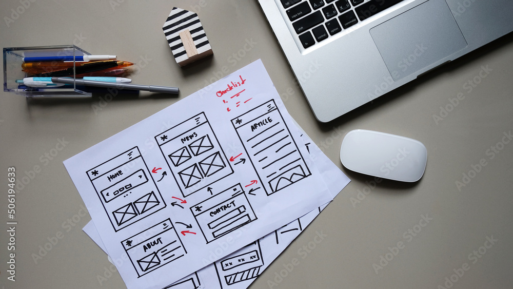 Canvas Prints hand drawn website layouts. doodle style design.website layout doodle.