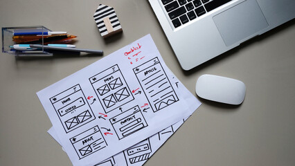 Hand drawn website layouts. doodle style design.Website layout doodle. 